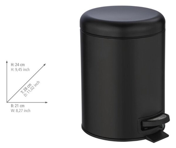 Čierny odpadkový kôš Wenko Leman, 5 l
