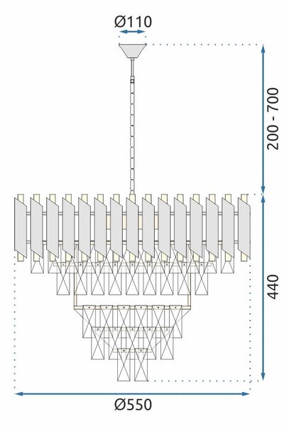 Toolight Toolight, stropná závesná krištáľová lampa 9xE14 APP1058-CP, čierna-zlatá, OSW-04400