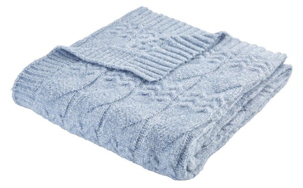 Modrá pletená deka 150x200 cm Cable Knit – Bianca