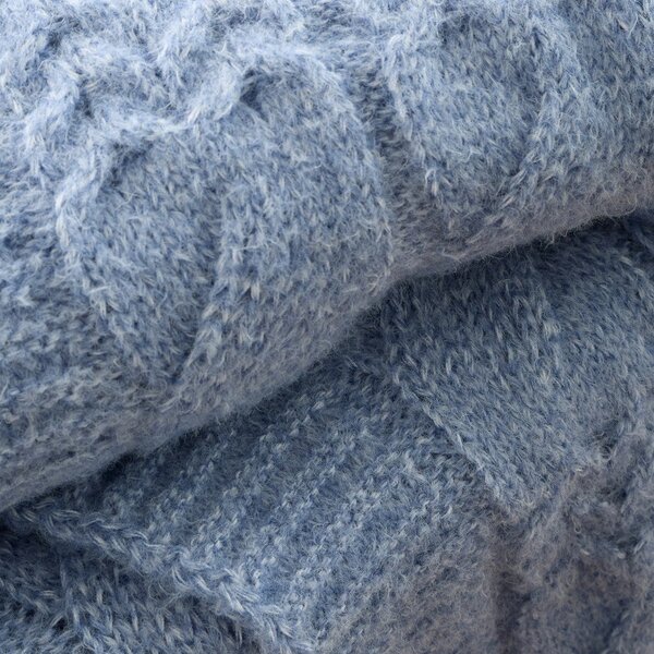 Modrá pletená deka 150x200 cm Cable Knit – Bianca