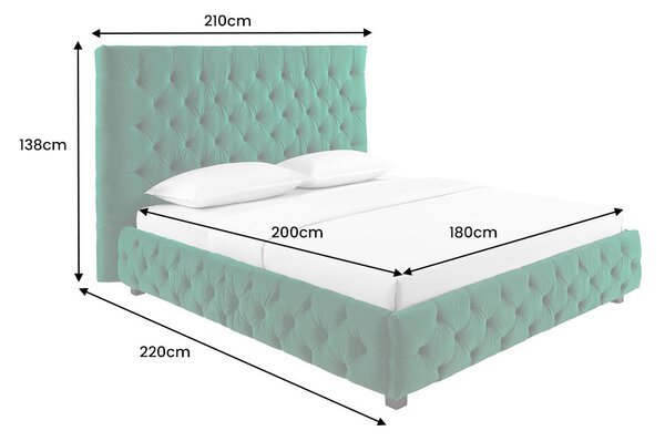 Dizajnová posteľ Laney Chesterfield 180 x 200 cm zelený zamat