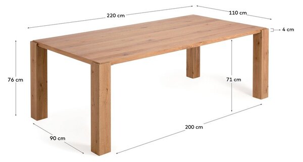 Jedálenský stôl v dekore duba v prírodnej farbe 110x220 cm Deyanira – Kave Home