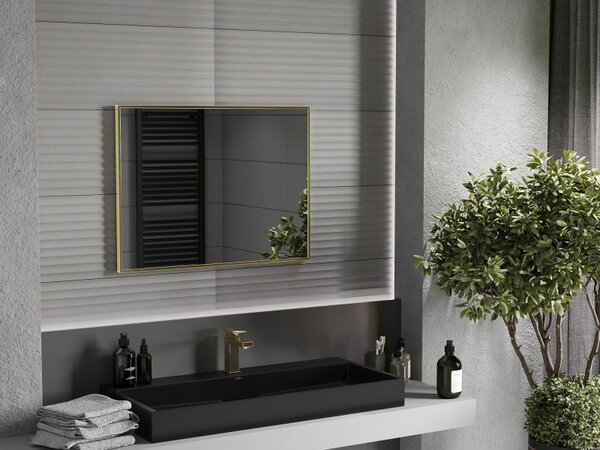 Mexen Loft kúpeľňové zrkadlo obdĺžnikové 80 x 60 cm, zlatý rám - 9852-080-060-000-50