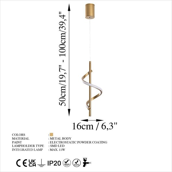 LED závesné svietidlo v zlatej farbe ø 16 cm Likma – Opviq lights