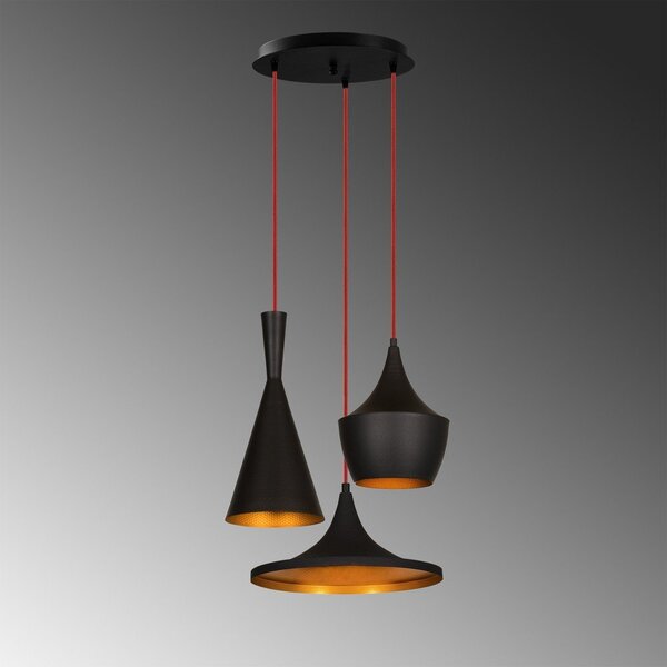 Čierne/v medenej farbe závesné svietidlo s kovovým tienidlom ø 51 cm Elmas – Opviq lights