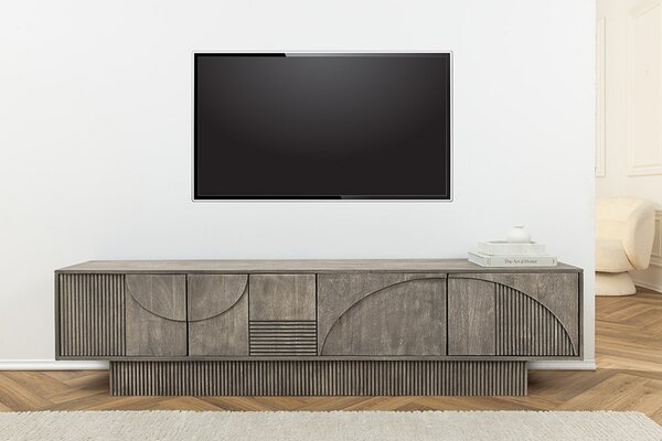 Dizajnový TV stolík Movement 200 cm sivé dymové mango
