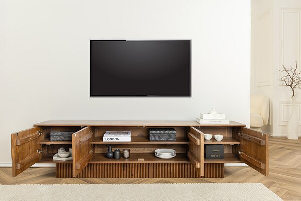 Dizajnový TV stolík Movement 200 cm hnedé mango