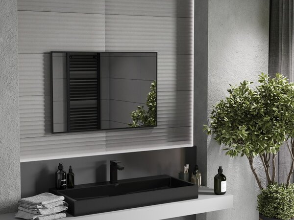 Mexen Loft kúpeľňové zrkadlo obdĺžnikové 90 x 60 cm, čierny rám - 9852-090-060-000-70