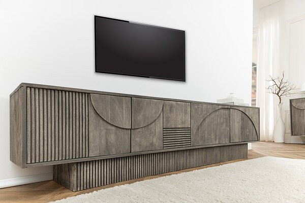 Dizajnový TV stolík Movement 200 cm sivé dymové mango