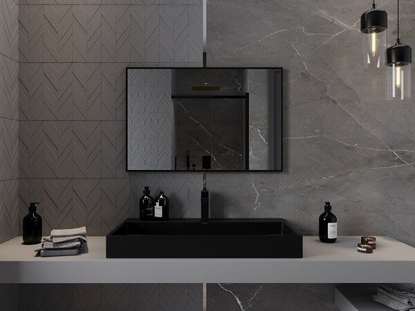 Mexen Loft kúpeľňové zrkadlo obdĺžnikové 90 x 60 cm, čierny rám - 9852-090-060-000-70