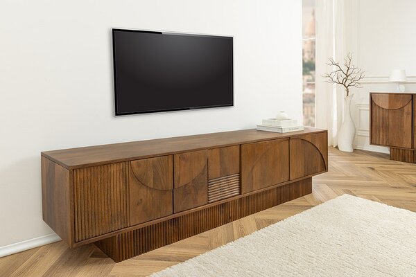 Dizajnový TV stolík Movement 200 cm hnedé mango