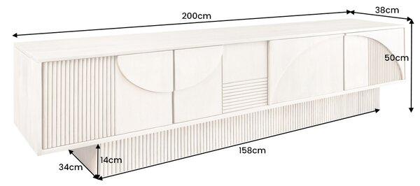 Dizajnový TV stolík Movement 200 cm hnedé mango