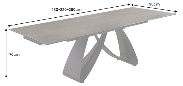 Rozťahovací keramický stôl Bayarmaa 180-220-260 cm hrdza