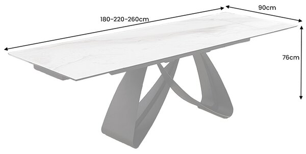 Rozťahovací keramický stôl Bayarmaa 180-220-260 cm biely