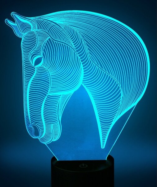 Beling 3D lampa, Hlava Koňa, 7 farebná S411