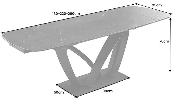 Rozťahovací keramický stôl Vallerina 180-220-260 cm grafit