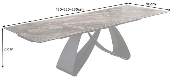 Rozťahovací keramický stôl Bayarmaa 180-220-260 cm taupe