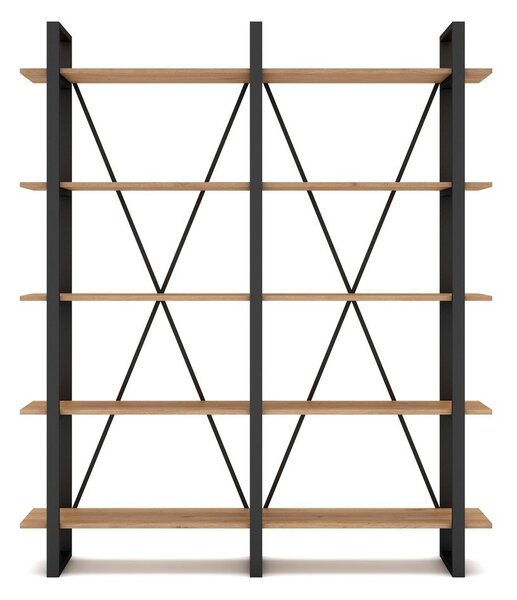Čierny/prírodný regál v dekore duba 150x180 cm Aviva – Marckeric