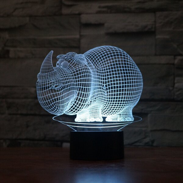 Beling 3D lampa, Nosorožec, 7 farebná S397