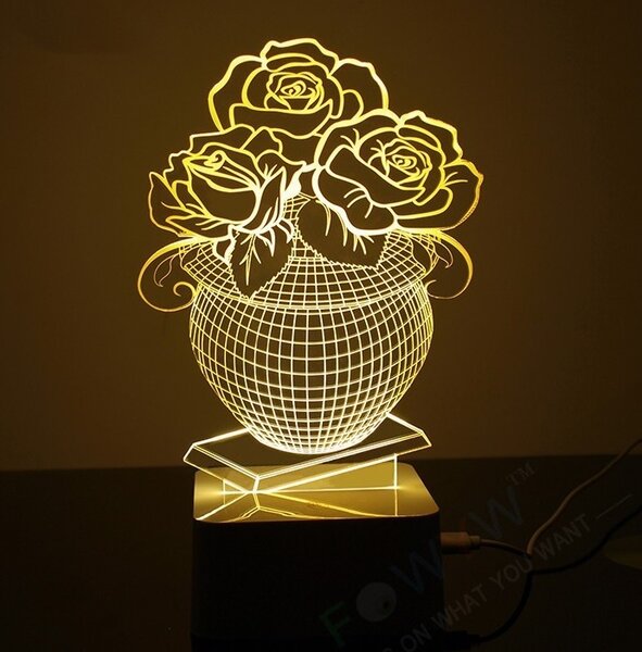 Beling 3D lampa, Ruže, 7 farebná S364