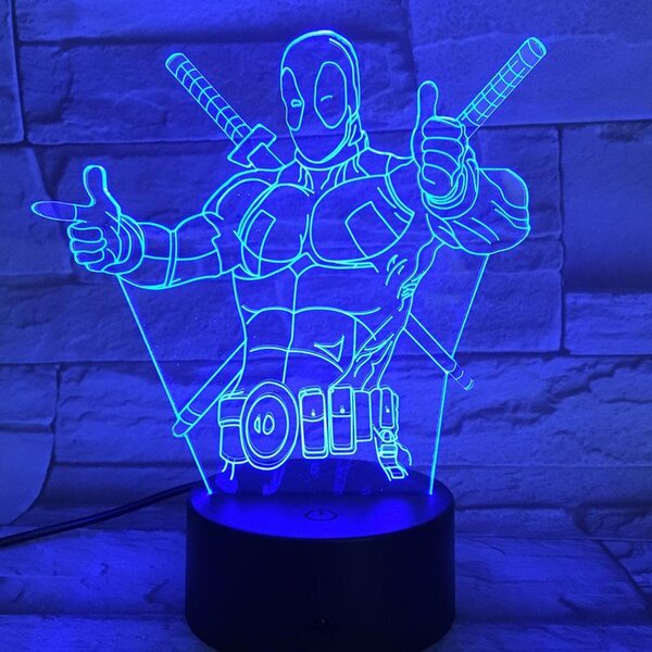 Beling 3D lampa, Deadpool 1, 7 farebná S354