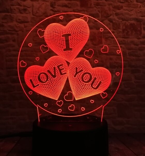 Beling 3D lampa, Milujem Ťa, 7 farebná S367