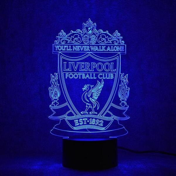 Beling 3D detská LED lampa, Liverpool, futbalový darček , 16 farieb S53