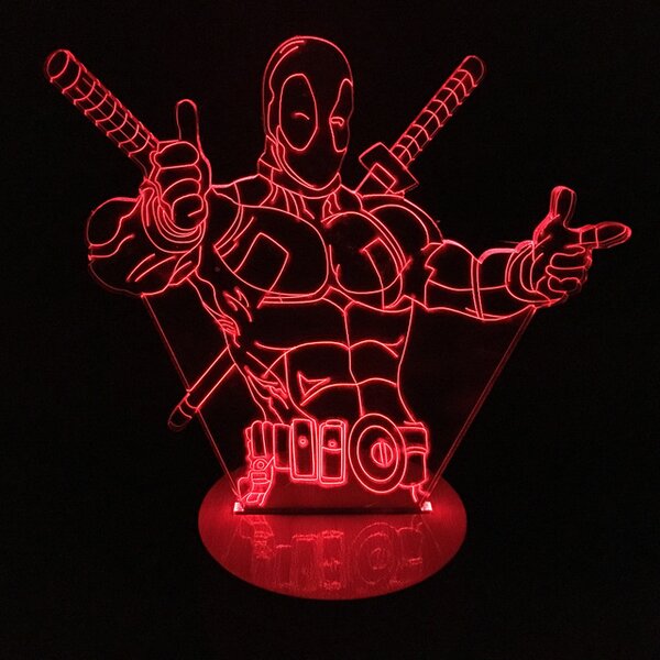 Beling 3D lampa, Deadpool 1, 7 farebná S354