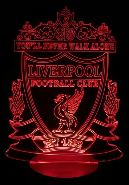 Beling 3D detská LED lampa, Liverpool, futbalový darček , 16 farieb S53