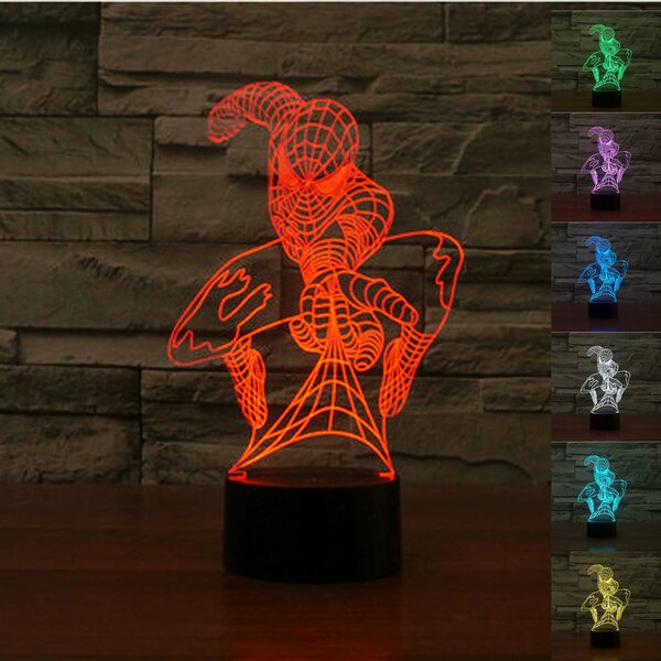 Beling 3D lampa, Spider Man, 7 farebná S347