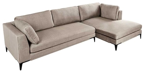 Dizajnová rohová sedačka Sashanique 313 cm taupe zamat - pravá