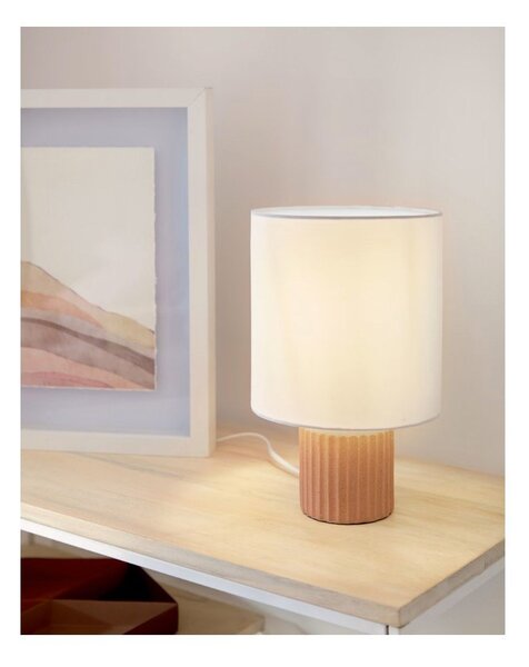 Stolová lampa s textilným tienidlom v bielo-prírodnej farbe (výška 28 cm) Eshe - Kave Home