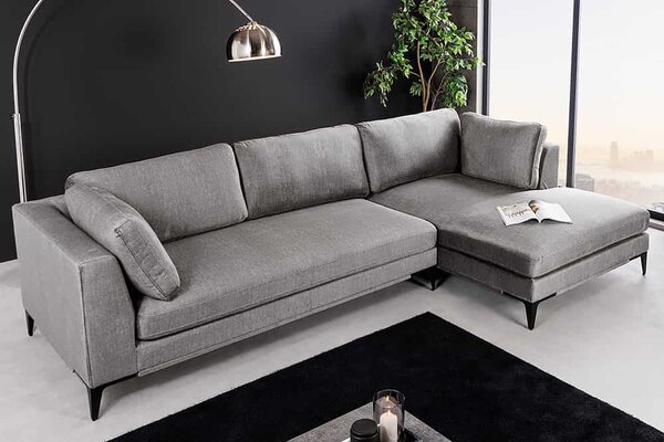 Dizajnová rohová sedačka Sashanique 313 cm sivý zamat - pravá