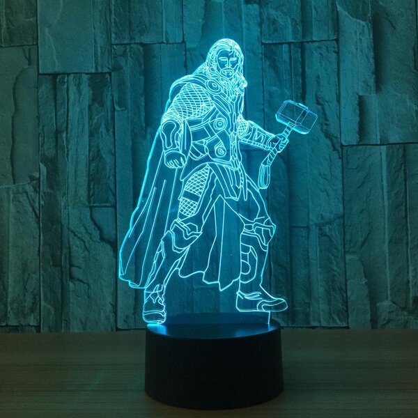 Beling 3D detská LED lampa, Thor, nočné svetlo pre deti, 16 farieb S132