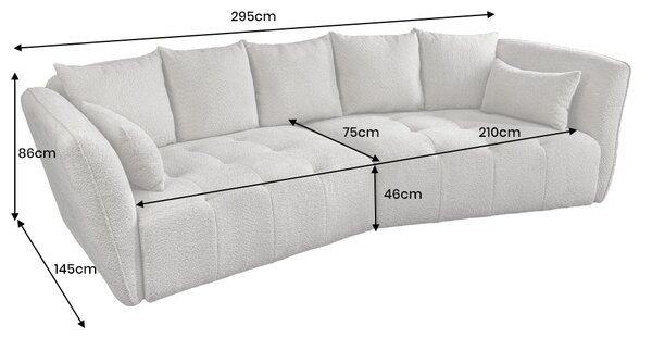 Dizajnová sedačka Wellington 295 cm sivá