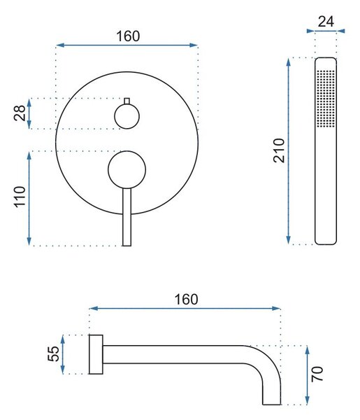 Rea Lungo, podomietková vaňová súprava + box P6300 - komplet sada, čierna matná, REA-P6300