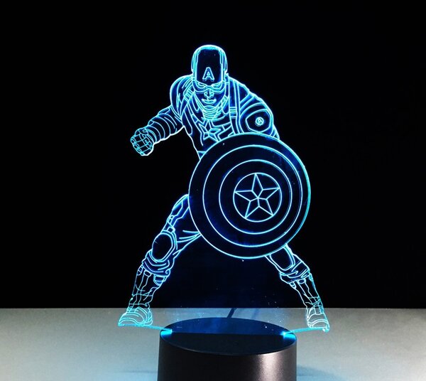 Beling 3D lampa, Kapitán Amerika, 7 farebná S296