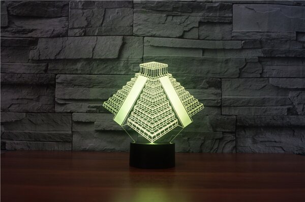 Beling 3D lampa, Aztécka pyramída, 7 farebná S300
