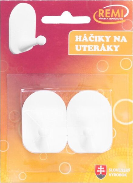 Háčik na uteráky, samolepiaci, plast, bal. 2 ks