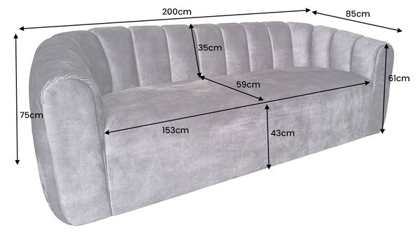 Dizajnová sedačka Kalei 200 cm antracitový zamat