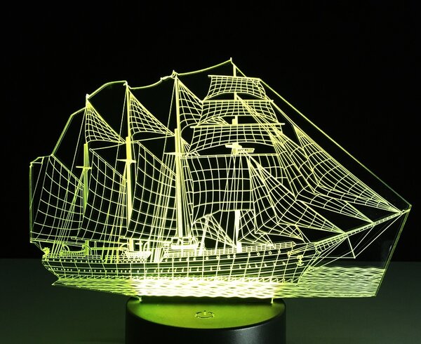 Beling 3D lampa, Loď-plachetnica, 7 farebná S280