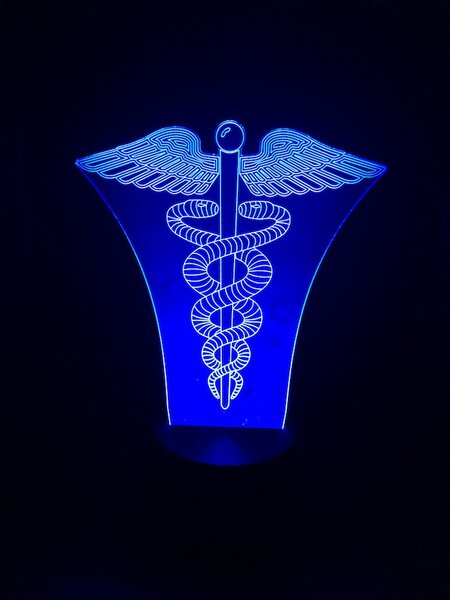 Beling 3D lampa, Caduceus medical symbol, 7 farebná S251