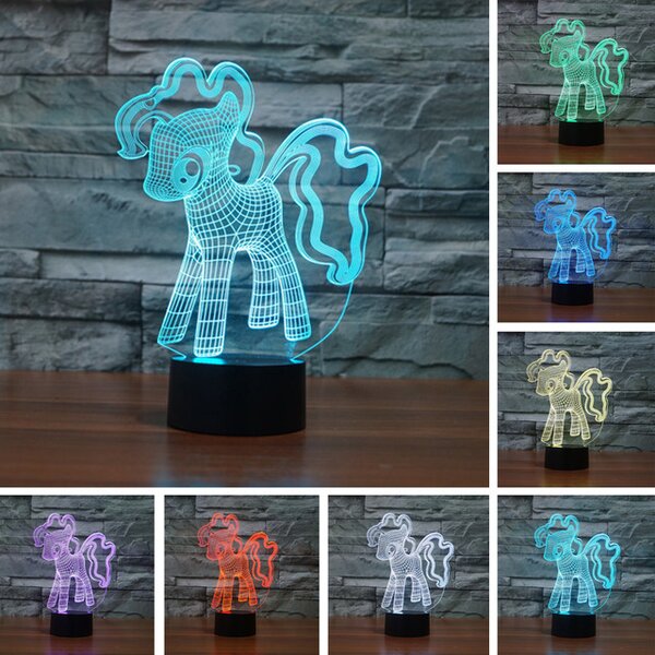 Beling 3D detská LED lampa, My Little Pony, nočné svetlo pre deti, 16 farieb S181