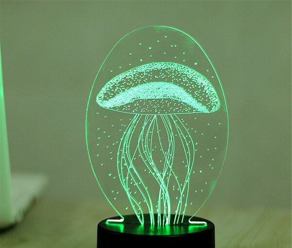 Beling 3D detská LED lampa, Medúza, nočné svetlo pre deti, 16 farieb S161