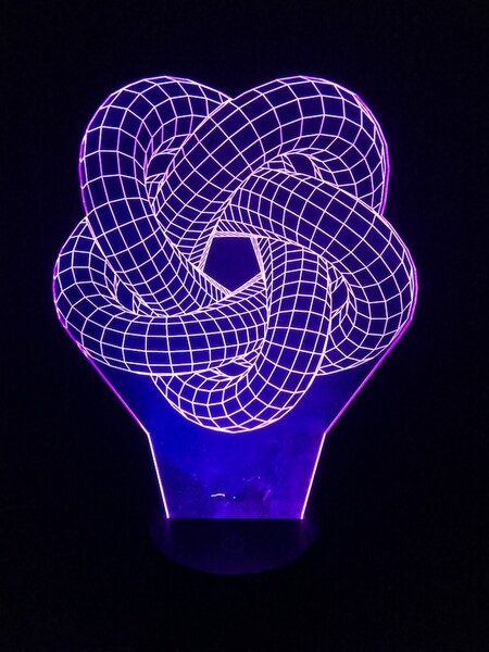 Beling 3D lampa, Torusový uzol, 7 farebná S234