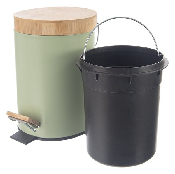 Svetlozelený nášľapný kovový odpadkový kôš 5 l Greenish – Orion