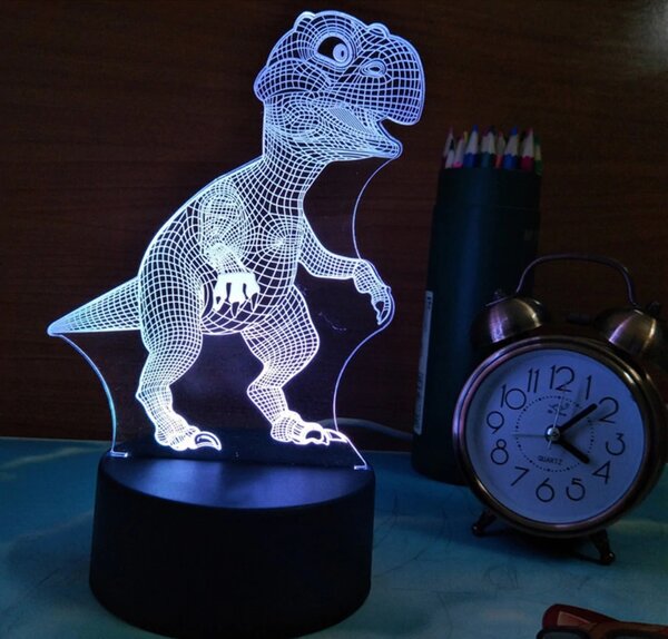 Beling 3D detská LED lampa, Dino, nočné svetlo pre deti, 16 farieb S15