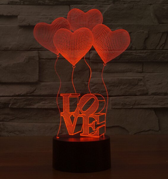 Beling 3D detská LED lampa, Love, nočné svetlo pre deti, 16 farieb S54
