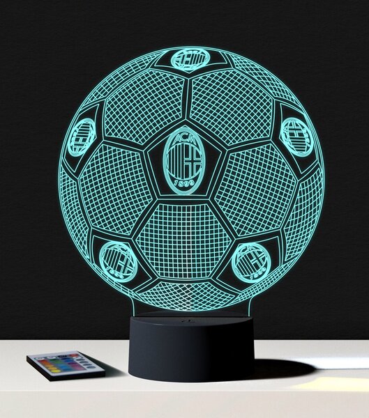 Beling 3D lampa, Lopta s logom AC Miláno,futbalový darček,16 farebná S192