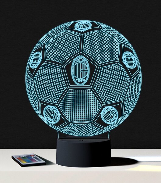 Beling 3D lampa, Lopta s logom AC Miláno,futbalový darček,16 farebná S192